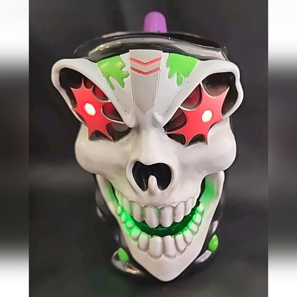 Monster Jam Grave Digger Mug Cup Stein Red Light Up Eyes Green Mouth Grim Reaper